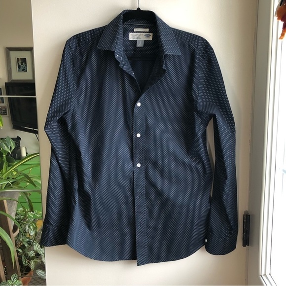 Old Navy the Signature Fit Blue Polka Dot Shirt - Picture 2 of 7